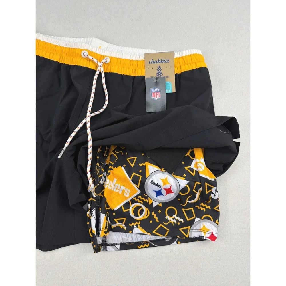 Chubbies NFL Pittsburgh Steelers The Secret Steelers Swim Trunks 5.5 XL New
